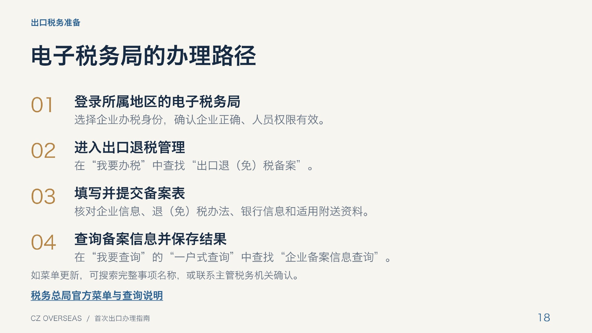 电子税务局办理出口退免税备案和查询备案结果的四步路径
